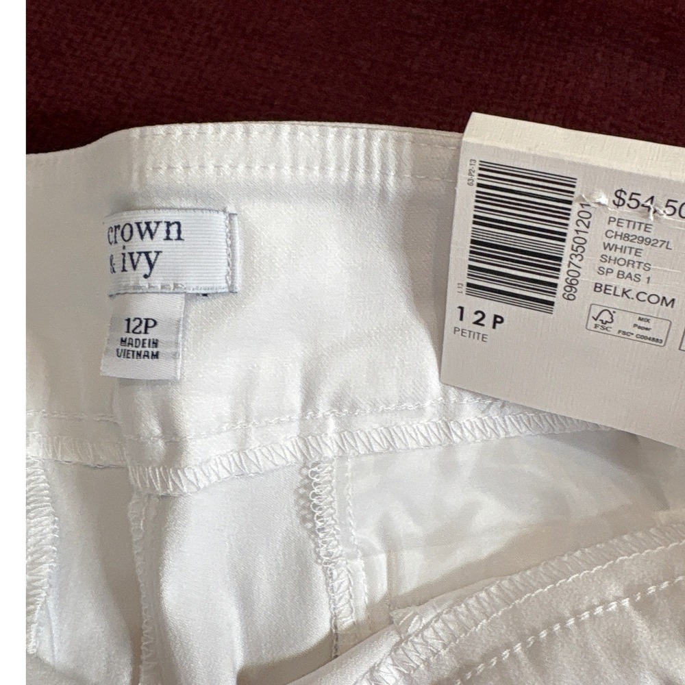 Crown & Ivy White Scalloped Hem Shorts Petite 12P NWT CH829927L - Picture 3 of 5